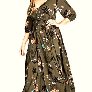 City Chic Olive Green Floral Maxi Dress